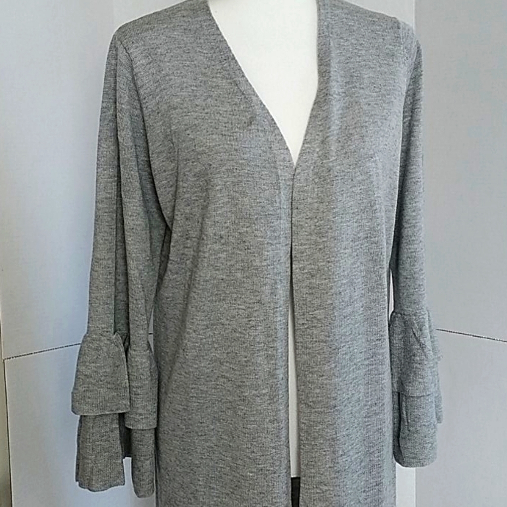 Metric, Heather Grey Cardigan w Bell Sleeves, Sz L